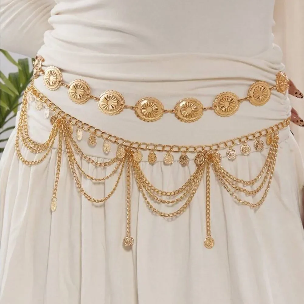 Bohemian Gold Coin Chain Belt R288